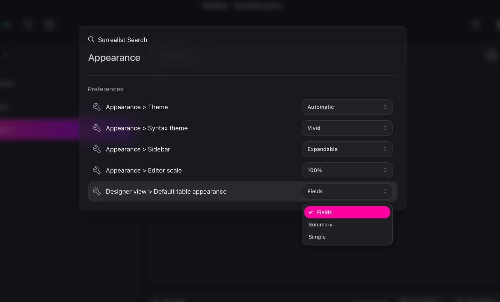 inline-preference-editing