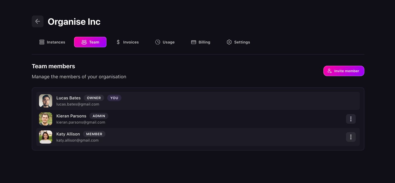Teams in Surreal Cloud
