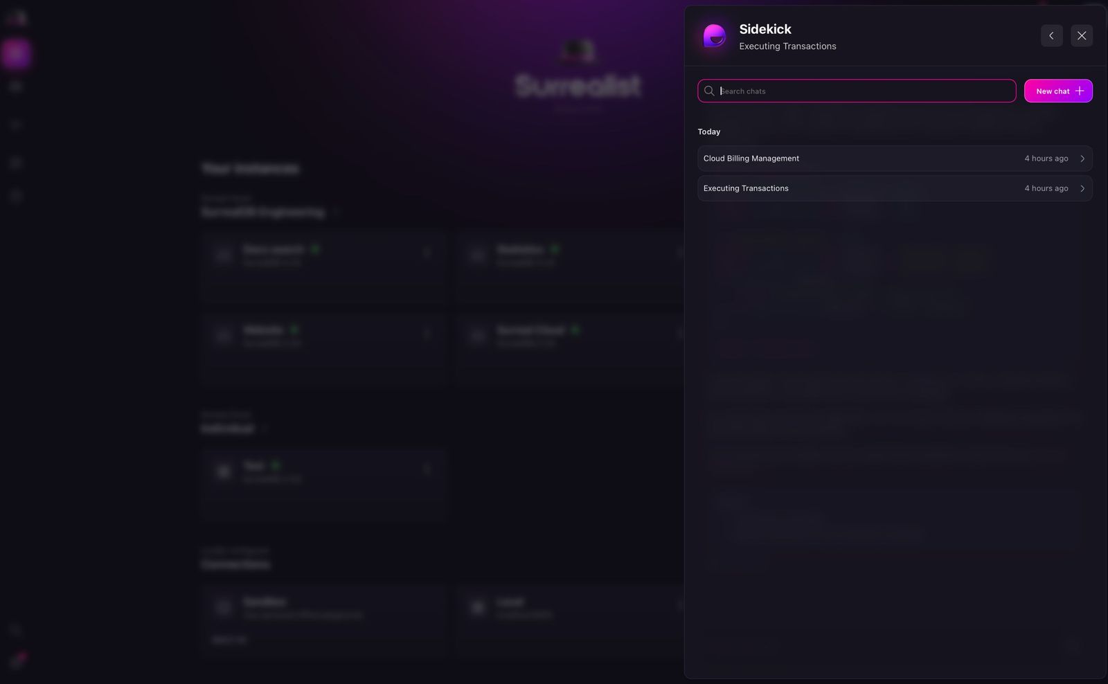 Sidekick chat history